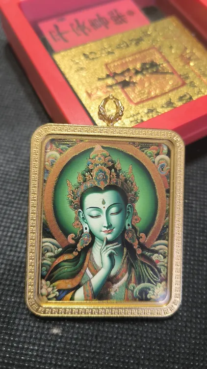 钛钢亚克力吊坠 小月唐卡 民族风艺术随身佩戴（两面图图备注）