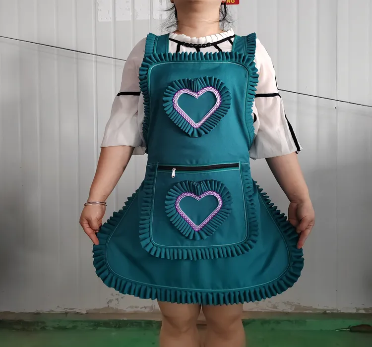 贵州新款花边火爆围裙厨房上班家用时尚自产自销交叉背带可调节式