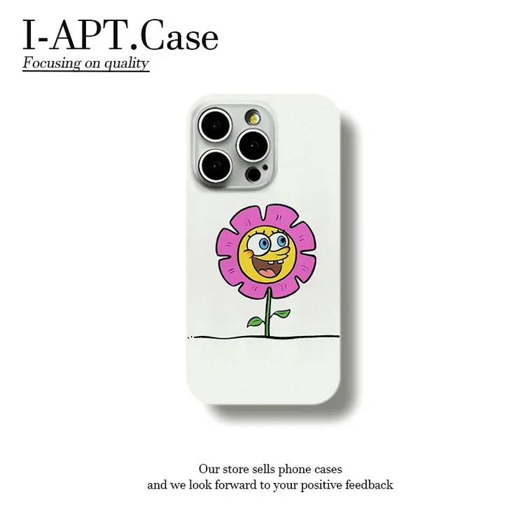 海绵宝宝脸紫花菲林软壳适用iPhone苹果16手机壳华为oppo小米vivo
