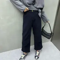 复古宽松显瘦直筒牛仔裤女抽绳两穿痞帅炸街洋气秋季新款大码