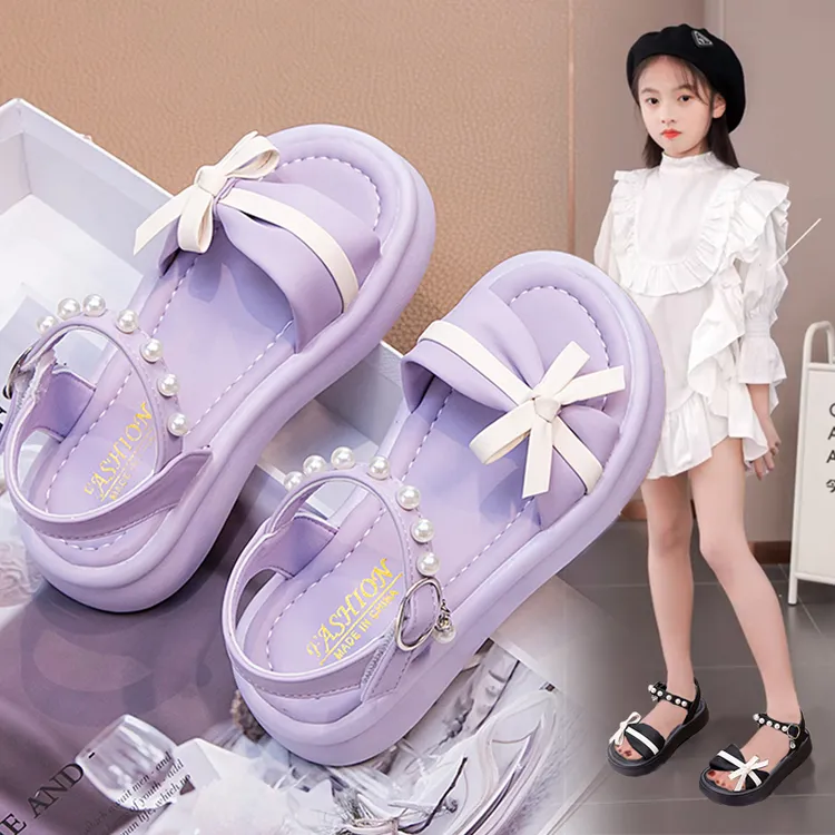 小黄鸭女童公主凉鞋2025夏季新款儿童中大童宝宝洋气软底防滑沙滩