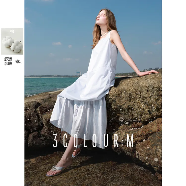 0187【金拐子专属】三彩2025春季新款假两件连衣裙方领无袖拼dbx