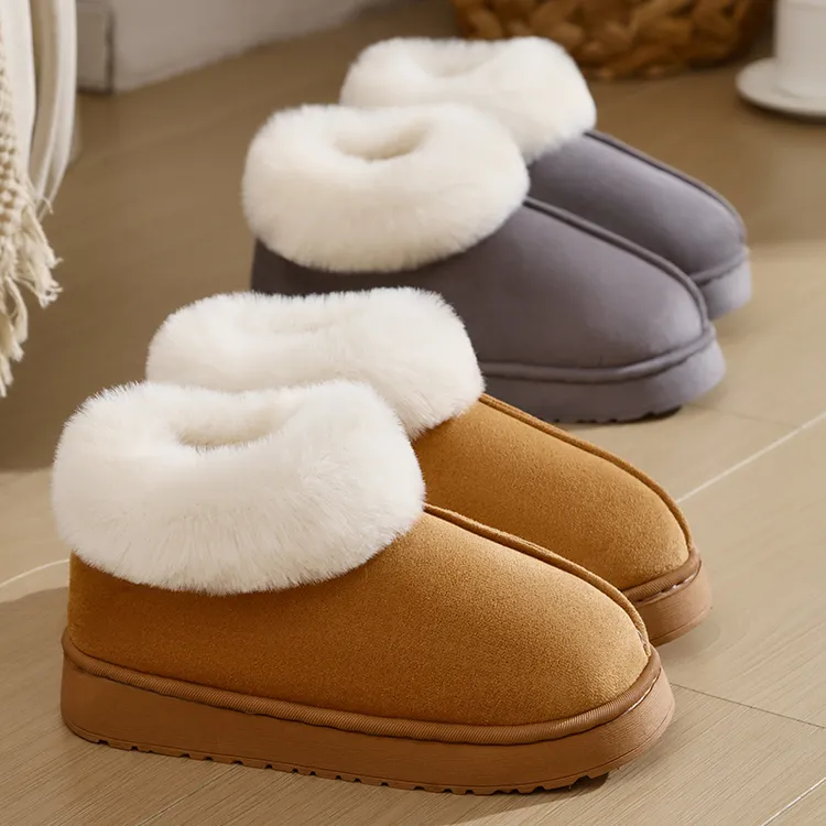 冬季室内外居家毛绒保暖外穿防滑包跟棉拖鞋毛拖鞋新款雪地靴2025
