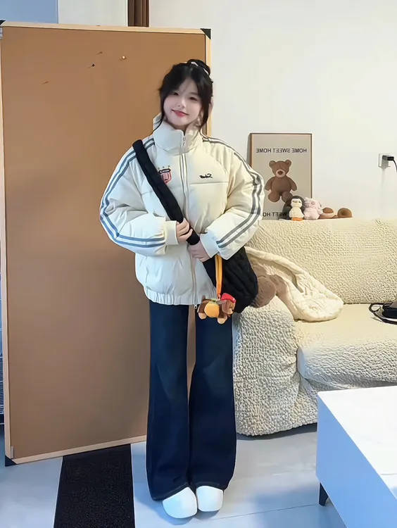 刺绣情侣棉衣棉服女短款2025冬季韩系加厚宽松学生大气保暖外套