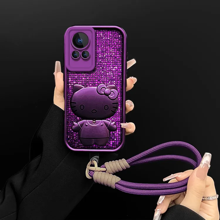 汇客凡品【华为Nova13】颜值梅子闪紫Kitty支架防摔手机壳