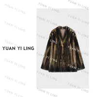 袁艺灵【中古典藏】zeze进口复古流光奢华V领水貂皮草外套2502