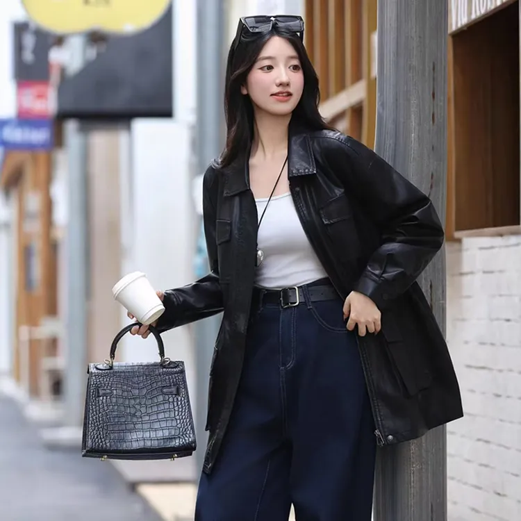 高级感炸街皮衣外套女秋冬2025独特超火好看美式酷飒风宽松皮夹克