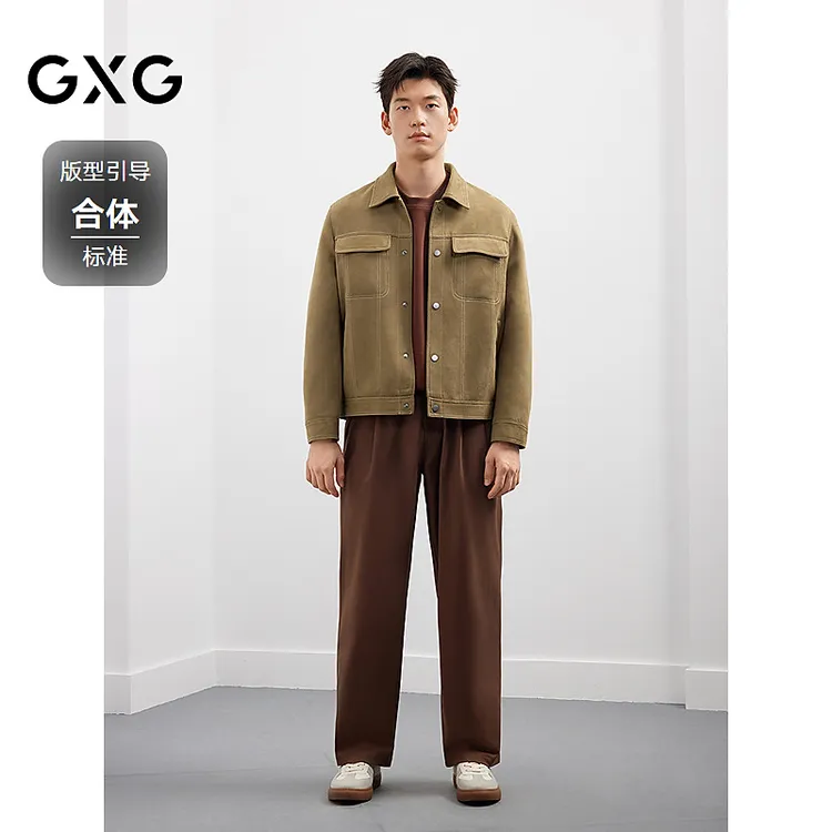【新品】GXG男装复古明线夹克宽松翻领工装风外套25年#G25D213110