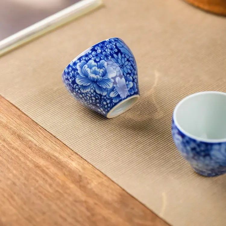 熙工坊 陶瓷手绘主人杯 青花万花 全手工 景德镇高温瓷