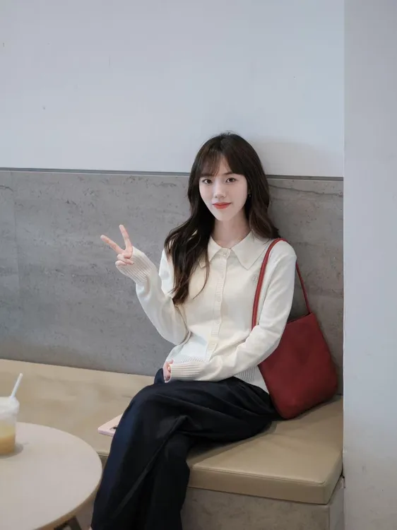 2025夏季新款韩系气质翻领针织开衫高腰显瘦百搭阔腿裤两件套装