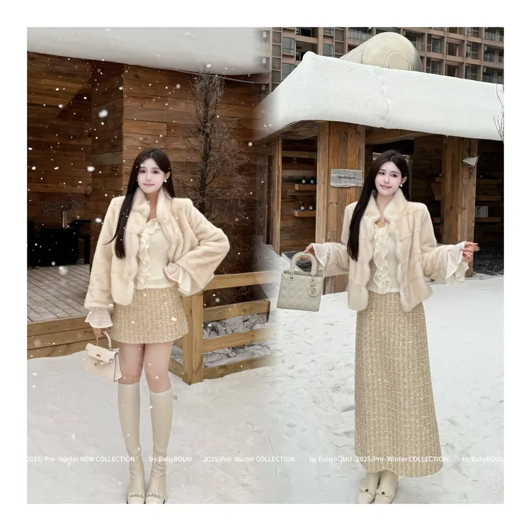 【贵奢小香】温与柔冬季小香风千金感显瘦遮肉节日通勤穿搭套装