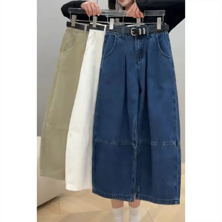 艾塔莉宽松八分牛仔裤女夏季新款舒适百搭直筒裤大码香蕉阔腿裤