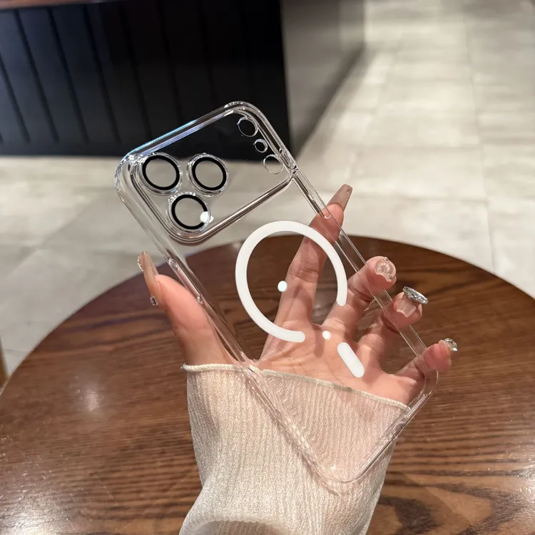 适用17手机壳磁吸16promax亚克力15透明13不发黄iphone14批发