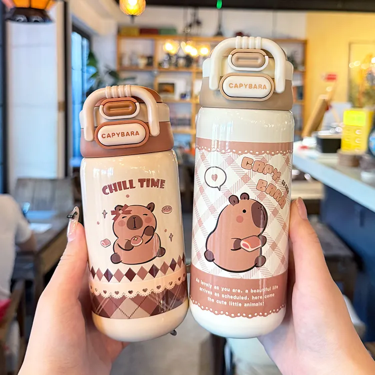 冬季卡通儿童保温杯小学生上学专用吸管杯子男女孩便携双饮随手杯