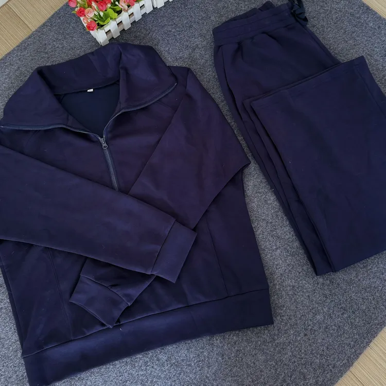 【福利款】长袖秋季成人长裤有弹性睡衣蓝色休闲上衣女套装