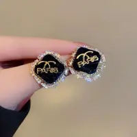 铜合金耳饰 【洋气爆棚】黑爆闪显瘦气质小众耳环耳钉A156