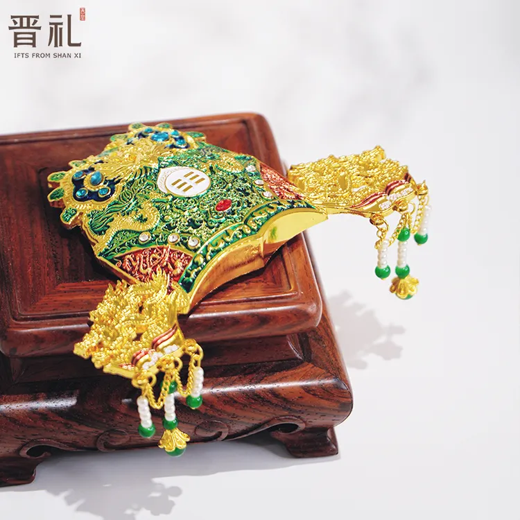 晋礼山西文创永乐宫西王母龙凤花钗金冠冰箱贴