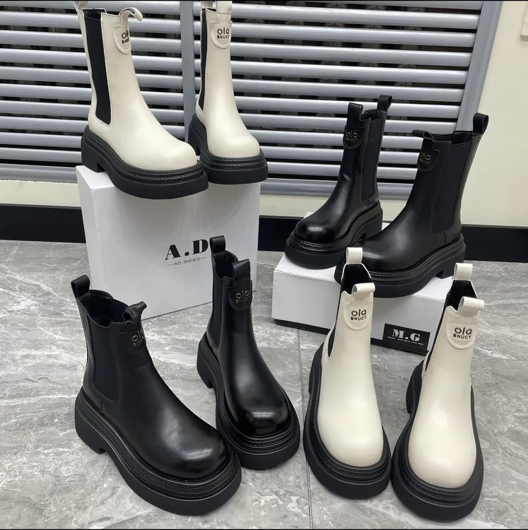 高品质真皮洋气高筒中筒烟筒靴百搭显瘦显小新款薄棉马丁靴205-31