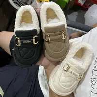 儿童棉鞋女童新款加厚豆豆鞋女孩子冬季百搭保暖加绒乐福鞋休闲鞋