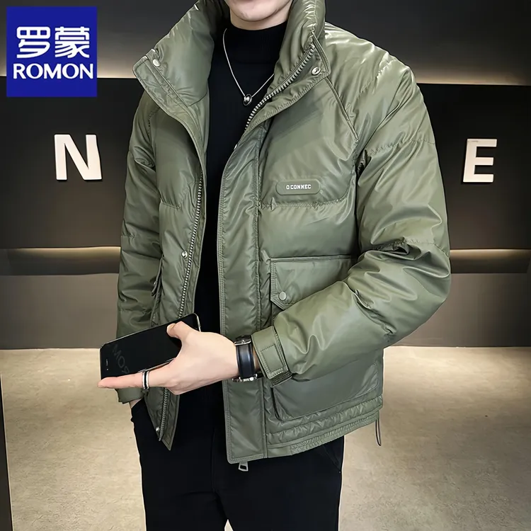 Romon/罗蒙冬季新款男士羽绒服商务休闲行政夹克外套时尚保暖加厚