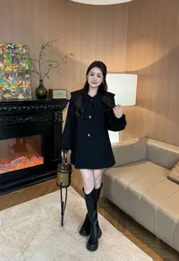 NANJIE/楠姐【黑色往事】复古法式重工韩版显瘦气质外套XNS6628
