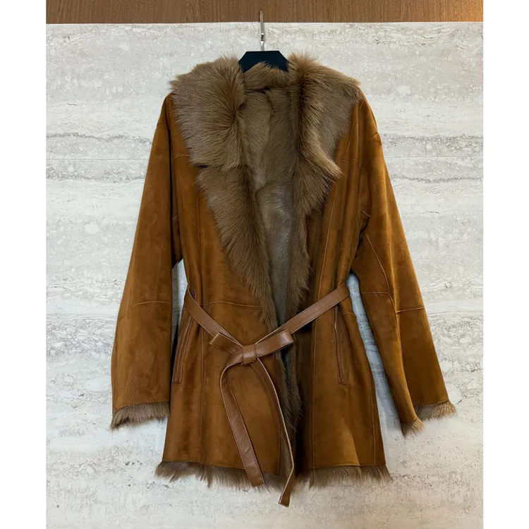TANTAN中长款大牌山羊华子时尚轻奢羊皮毛外套4310