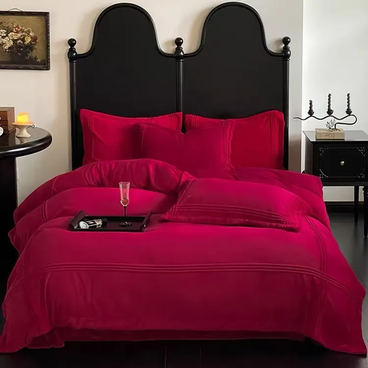 苏小妹专属!冬季加厚牛奶绒四件套9斤1.8床南通直发无静电保暖床