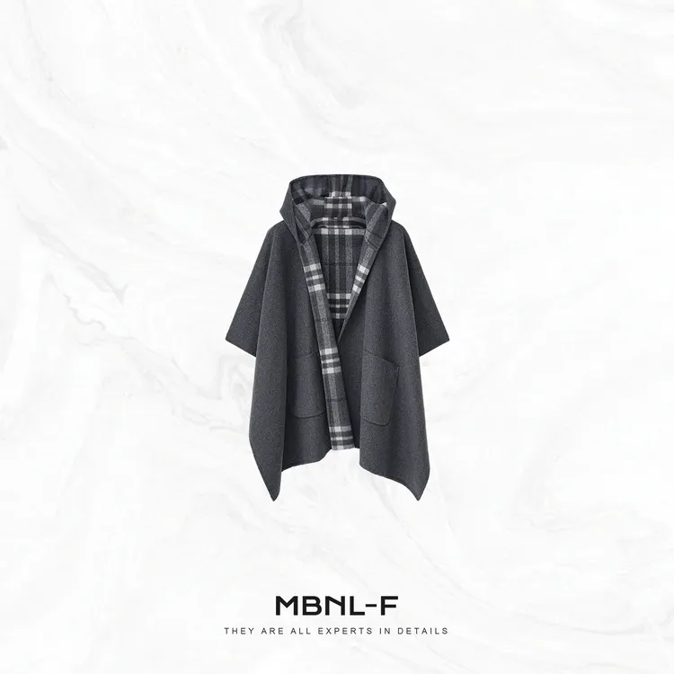 MBNL-F“氛围灰调” 进口羊毛天丝两面穿披肩外套 秦磊XM-XWT4535