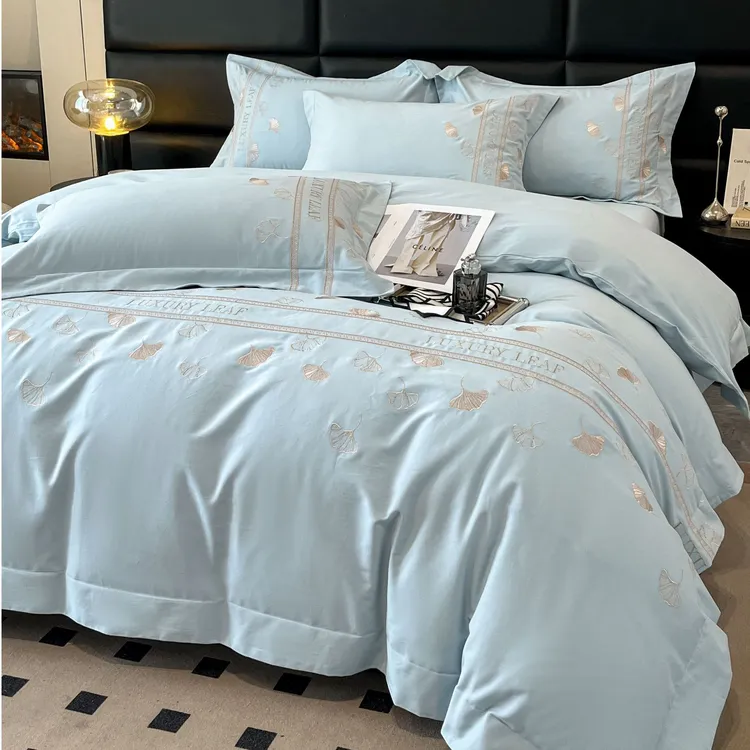 新款轻奢A类200支加厚全棉四件套纯棉磨毛高档冬季纯色床笠款欧式
