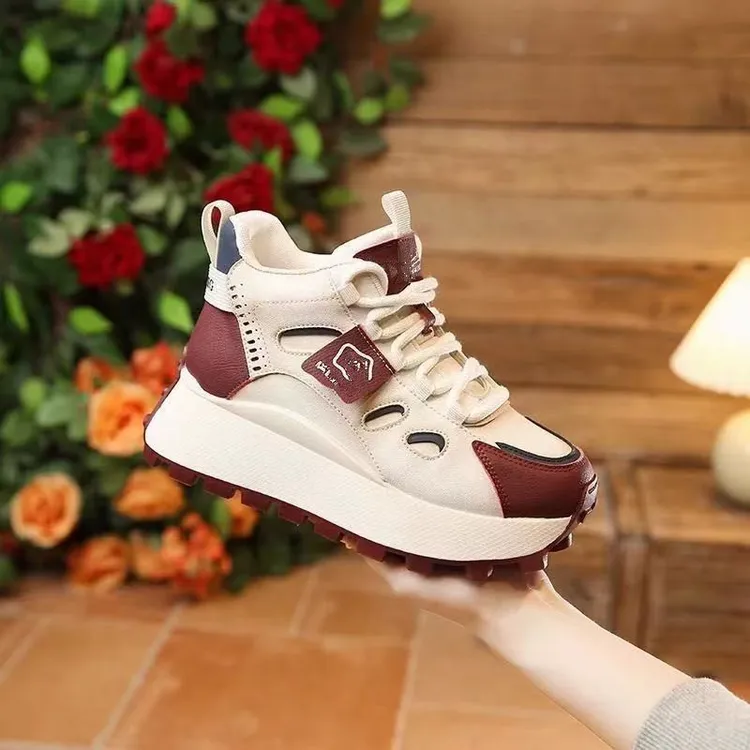 219断码女鞋时尚擦色冬季休闲加绒女高帮阿甘鞋系带女运动鞋