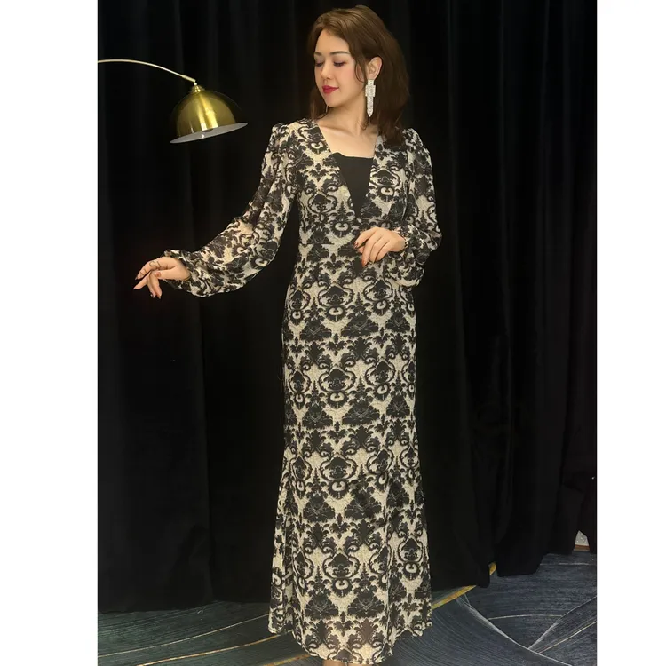 8765【DaiSi厂家直发包邮】新款时尚灯笼袖气质女装连衣裙