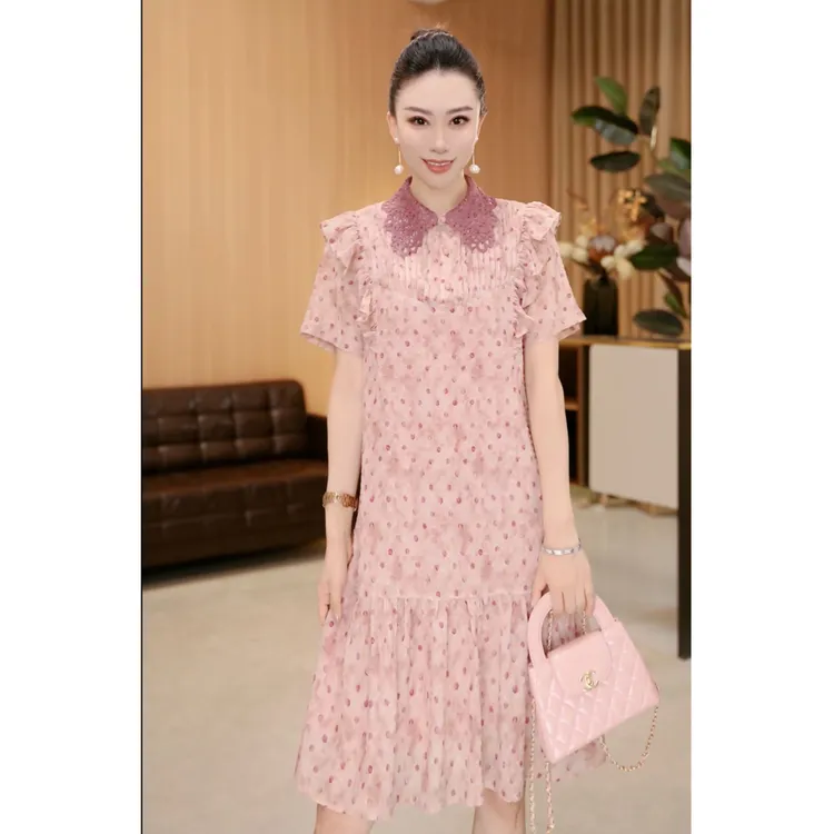 林果&季得 【白日盛夏】时尚减龄气质百搭女士中长连衣裙