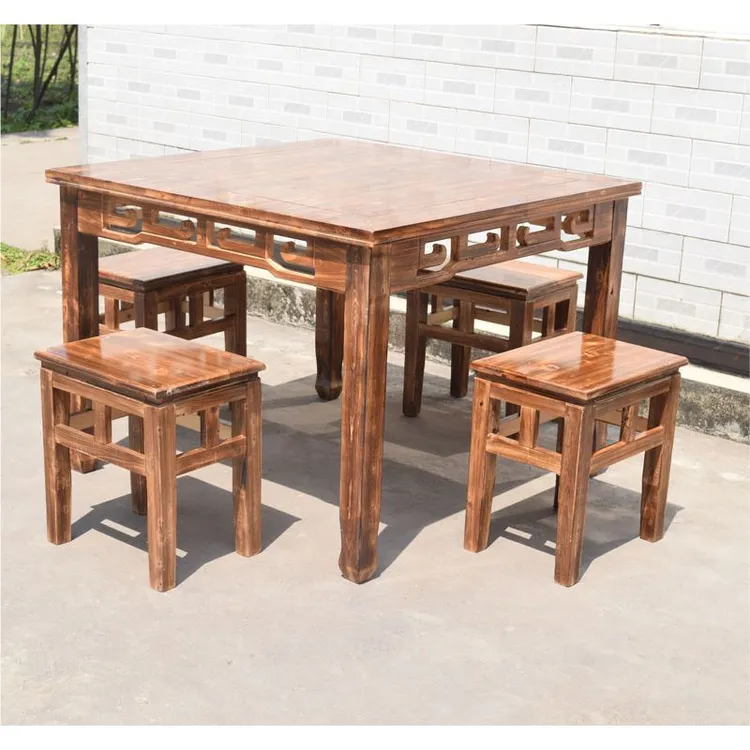 特价促销网红桌碳化实木方桌子农村八仙桌餐馆饭店农家乐民宿饭桌