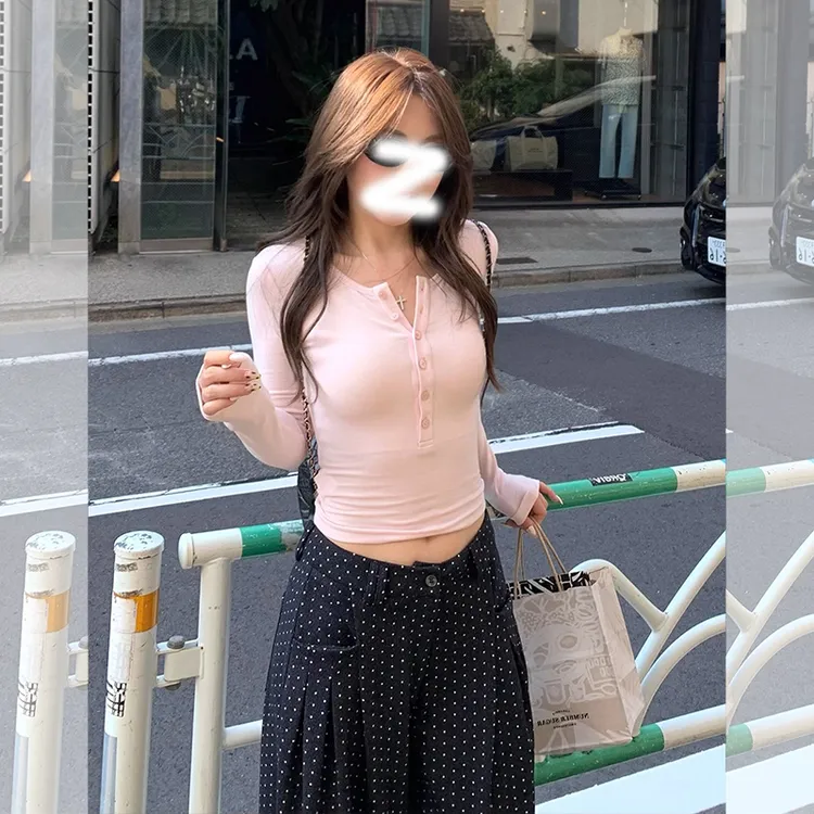 今年流行的爆款粉色长袖t恤女装早秋2025新款修身漂亮打底衫上衣