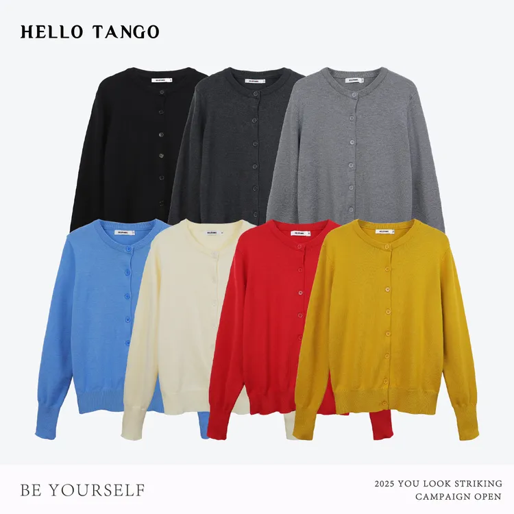 HELLOTANGO《调色师》小众慵懒软糯显瘦纯色针织毛衣开衫8279#