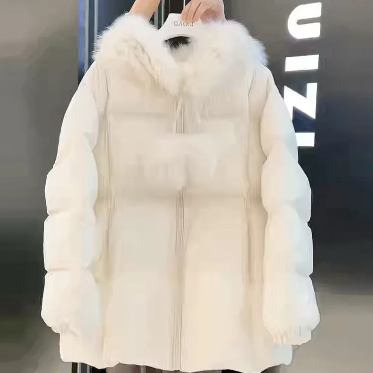 甜美设计感连帽毛领白鸭绒羽绒服女2025冬季新款加厚百搭韩版外套