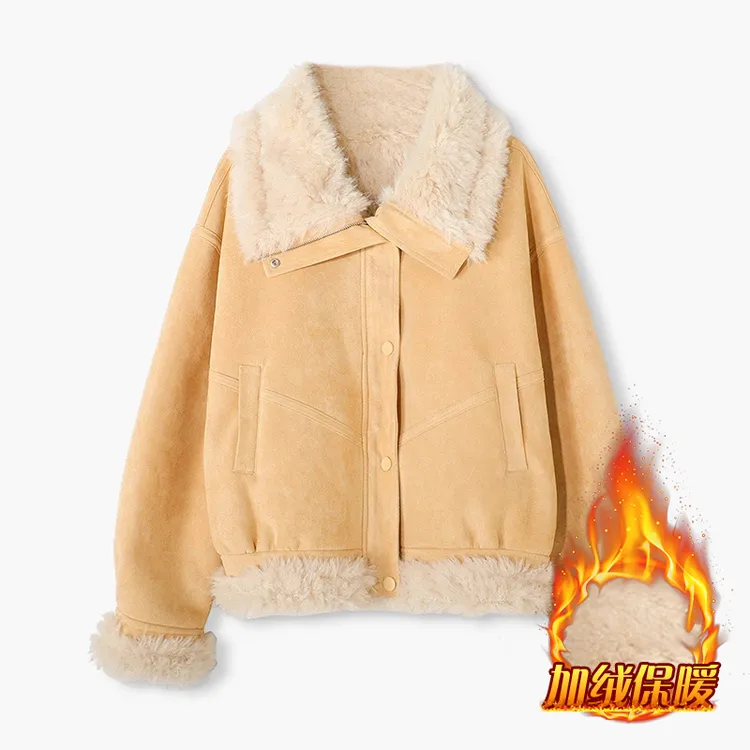 2025年冬季新款时尚气质拼接长袖短外套女减龄显瘦加厚保暖上衣