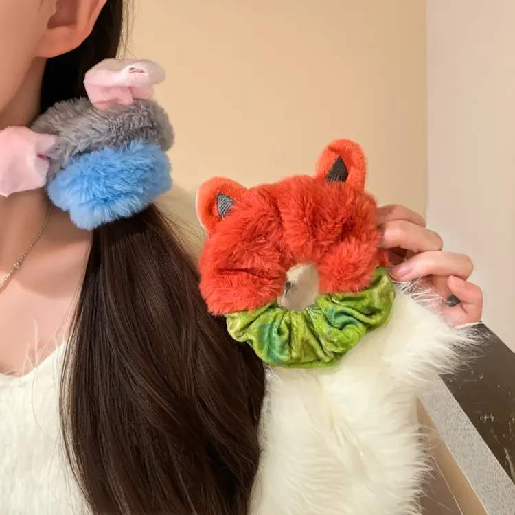 疯狂动物城朱迪尼克毛绒大肠发圈头绳女2025新款秋冬毛绒发绳头饰