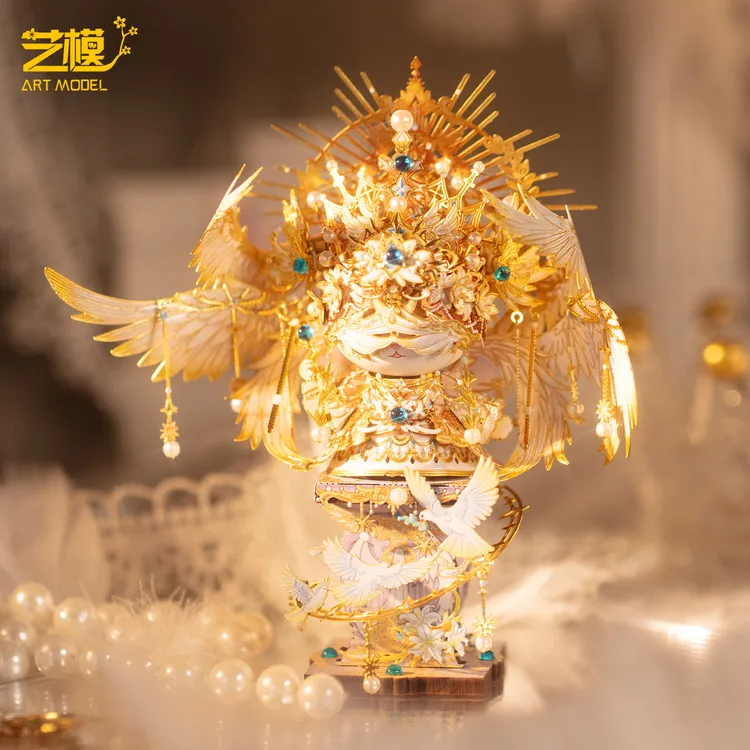 艺模喵之城天使猫3D立体拼图金属玩具摆件立体金属拼图