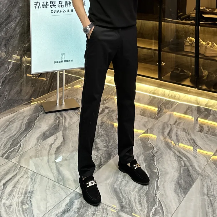 秋季新款男士高定轻奢腰头重工设计休闲裤时尚修身百搭弹力高品质