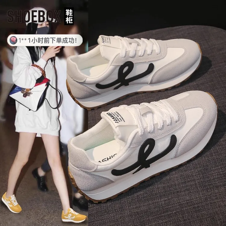 SHOEBOX鞋柜德训鞋女鞋2025新款春季百搭学生运动鞋休闲阿甘鞋
