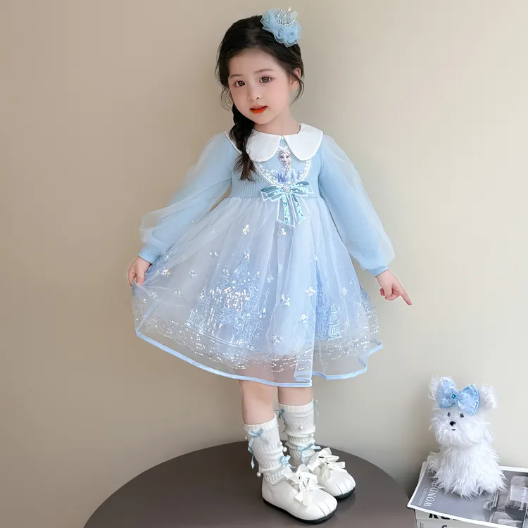 女童连衣裙秋季2025新款儿童爱莎公主裙洋气女孩长袖艾莎裙子韩版