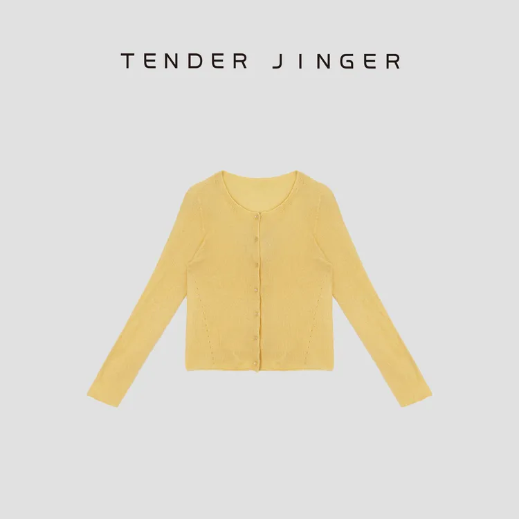 Tender Jinger【三彩人生】山羊绒桑蚕丝混纺针织开衫T53MII41196