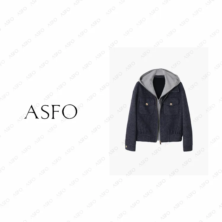 【AS小金晨】25新撞色可拆卸假两件气质百搭毛呢外套AS25QMNWT04306