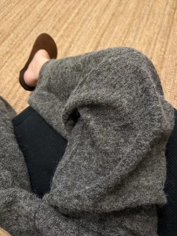 灰色毛呢裤女秋冬款加厚直筒糯米裤大码胖mm阔腿休闲裤梨形报恩裤