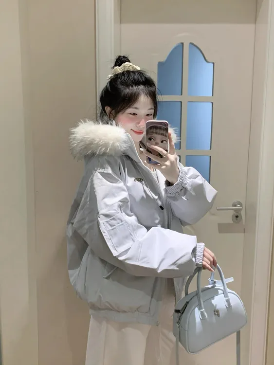 国潮冬季派克棉服女款2025新款小个子工装棉袄独特超好看棉衣外套