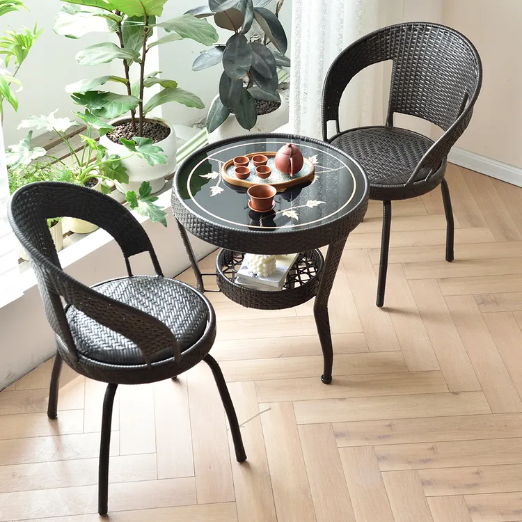 藤椅三件套可拆洗防锈文艺风客厅成套家具客厅阳台桌子休闲桌椅子