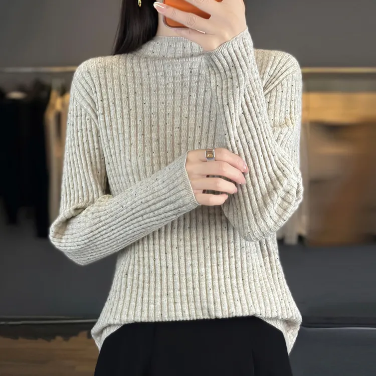 【满天星】半高领绞花纯色针织衫纯色百搭毛衣秋冬套头上衣