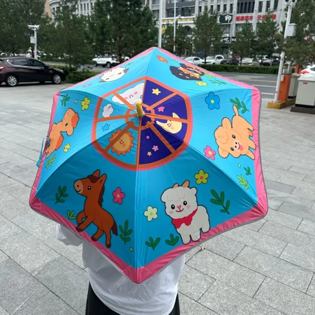可爱五畜蒙古元素晴雨两用伞儿童伞防戳伤安全圆角滚轮