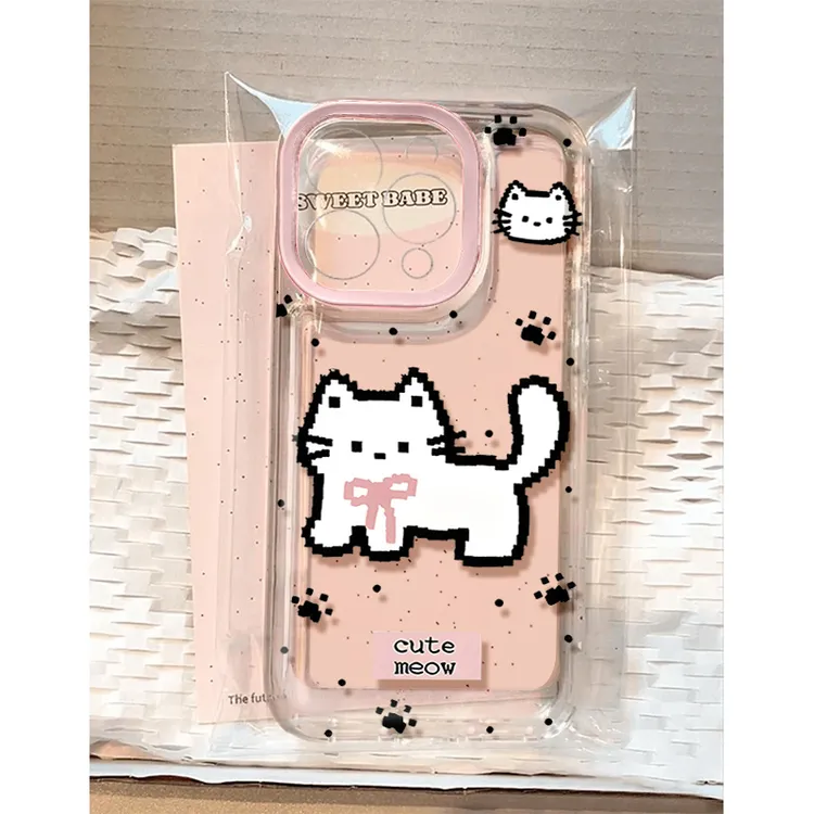 像素风小猫适用苹果16 15手机壳iPhone13promax防摔14 12男女xr软